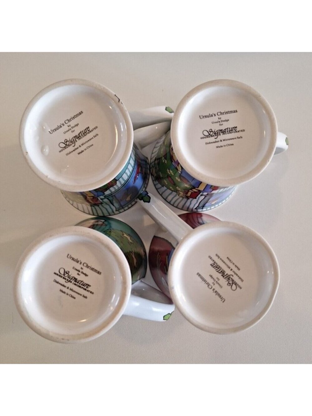 Ursula’s Christmas Signature 4 Mugs Holiday Ceramic Cups Dodge - Picture 3 of 11